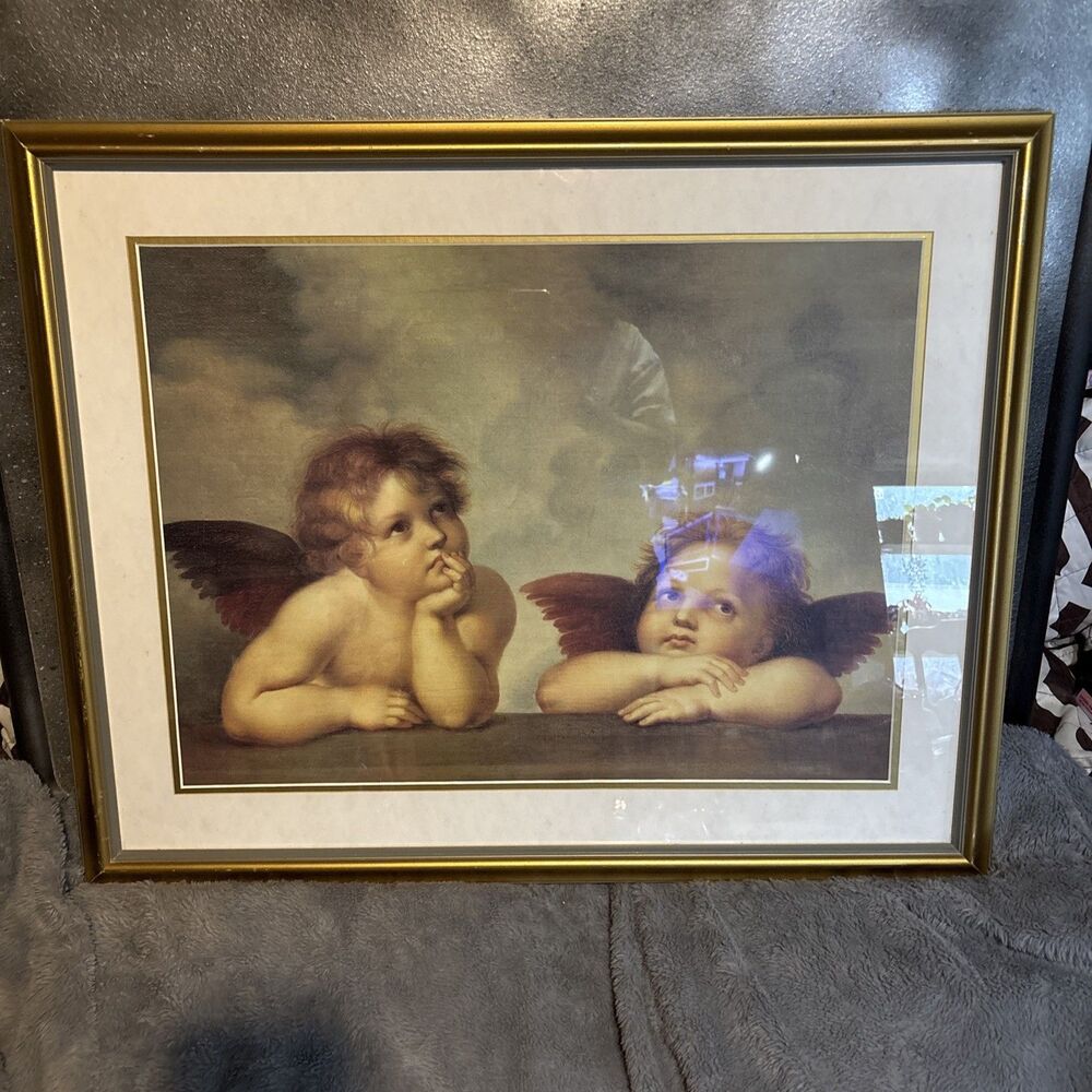 Raphael Cherubs Framed Print Picture  Angels Art  From Sistine Madonna 30 X 24
